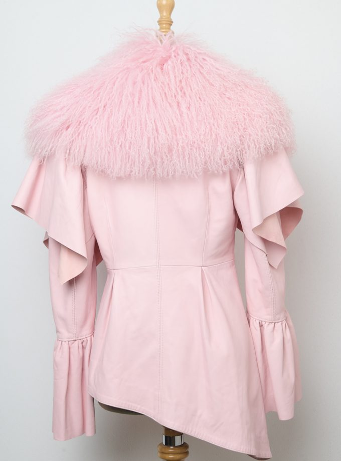 Asymmetric leather jacket