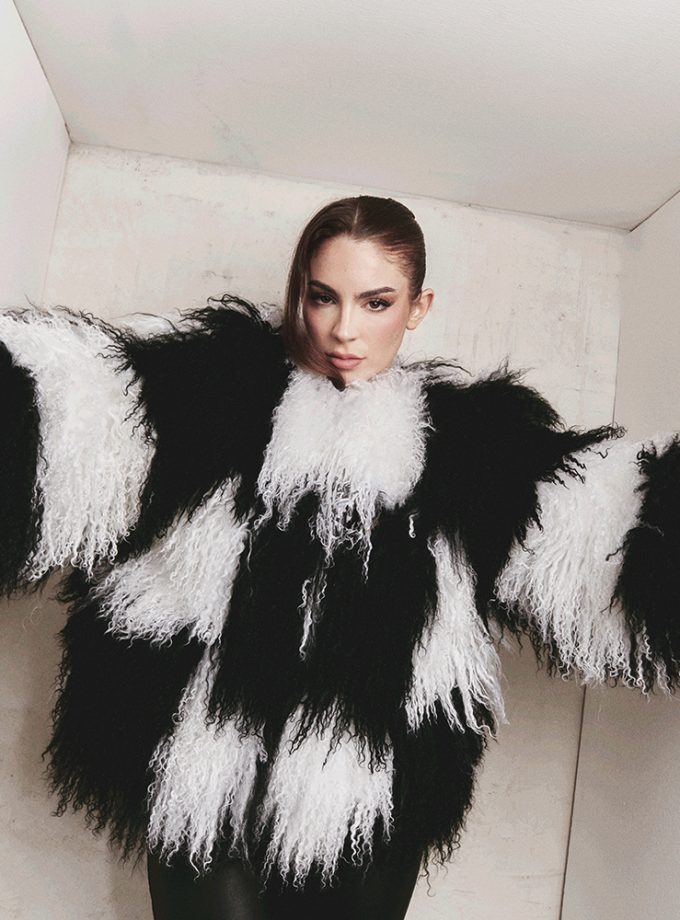 Bicolour fur coat