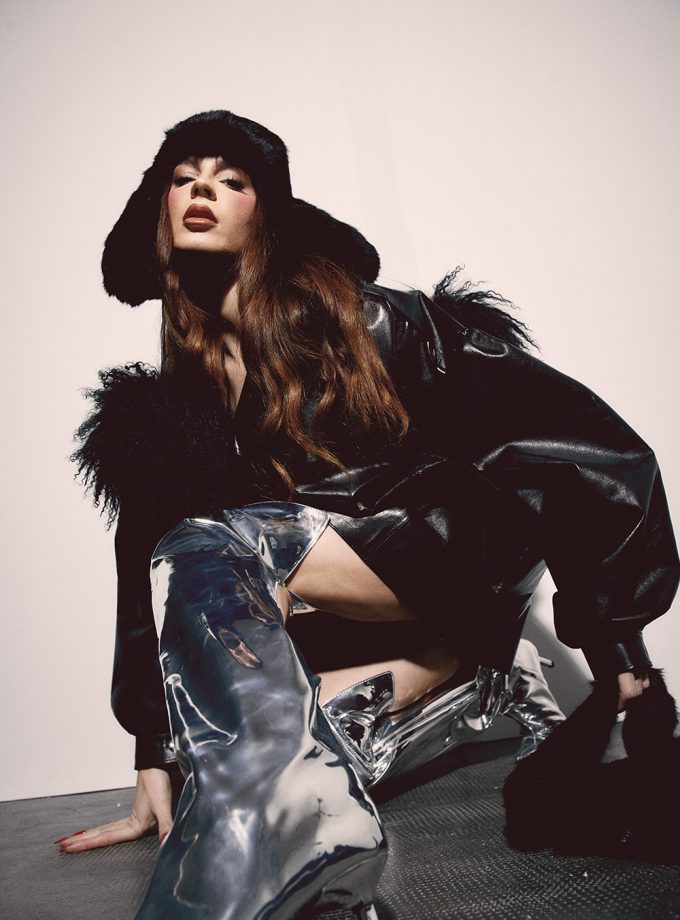 Oversize leather jacket