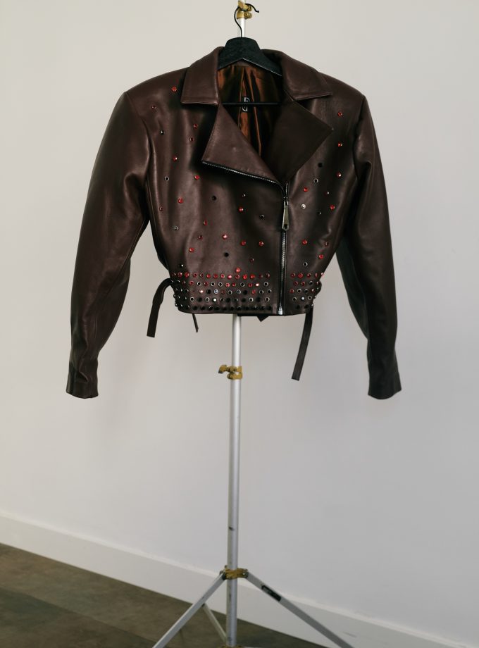 Perfecto de cuero oversize de Swarovski