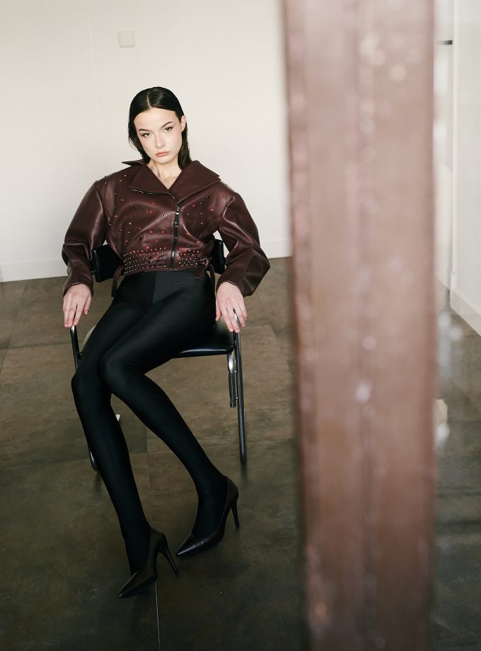 Perfecto de cuero oversize de Swarovski