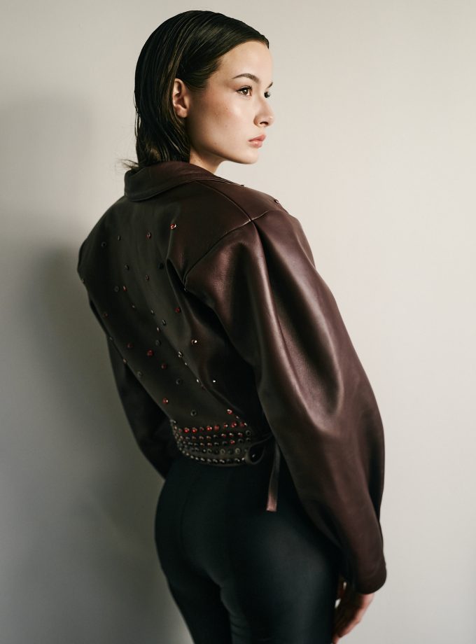 Perfecto de cuero oversize de Swarovski