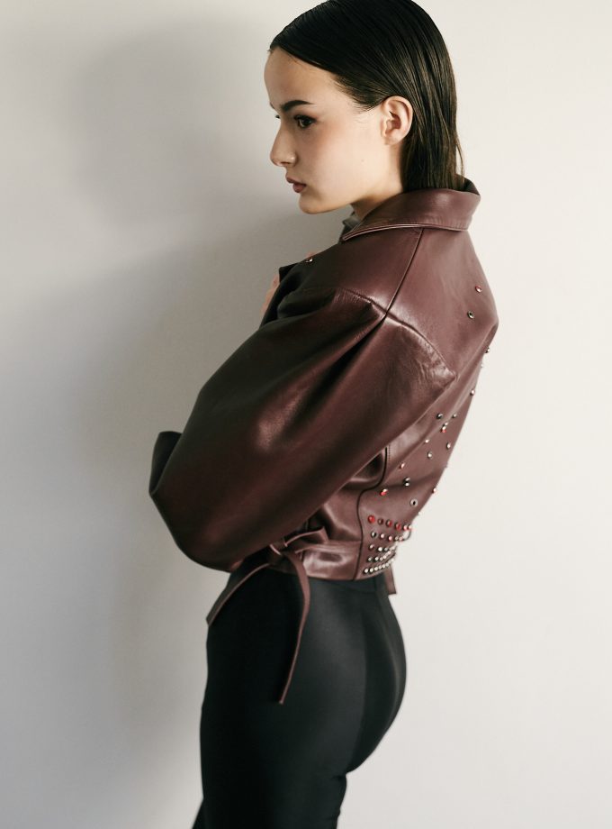 Perfecto de cuero oversize de Swarovski