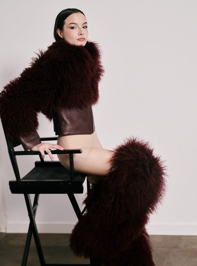 Chaqueta de pelo y cuero